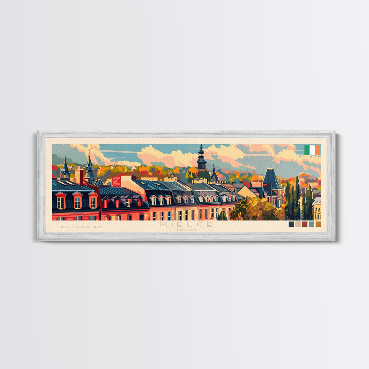 Kielce Poland Wall Art, Panoramic Travel Poster, Panoramic Framed Canvas Print, City Wall Art, Wall Hanging Home Decor, Travel Art