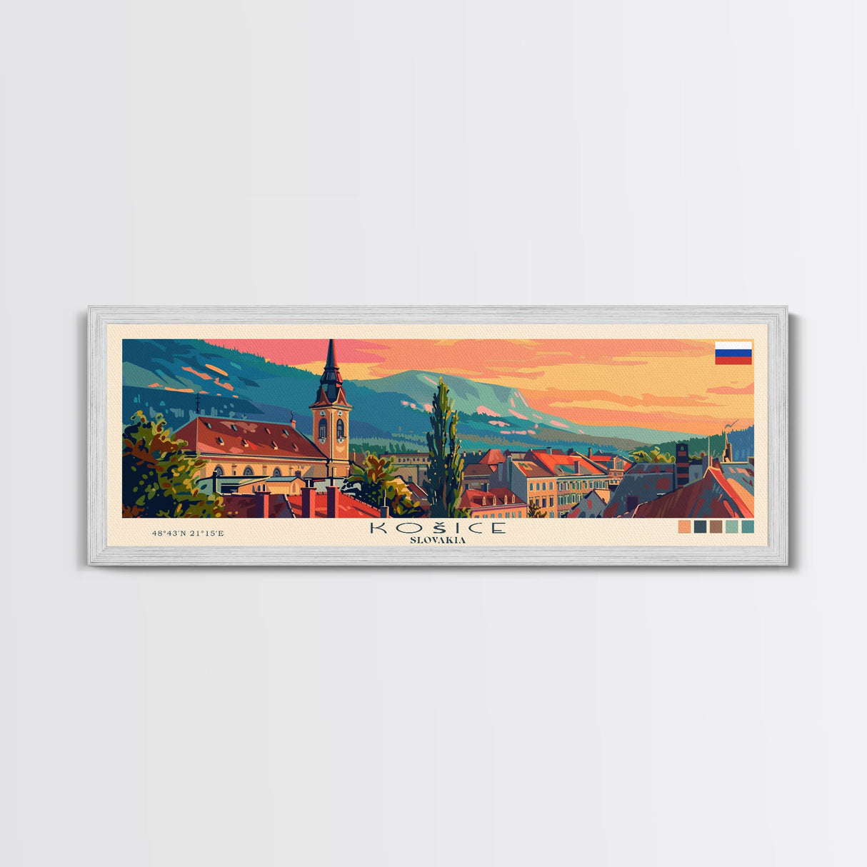 Kosice Slovakia Travel Art, City Art, Framed Canvas Print or Metal Wall Art, Europe Travel Poster, Panoramic Wall Art, Extra Wide Wall Art