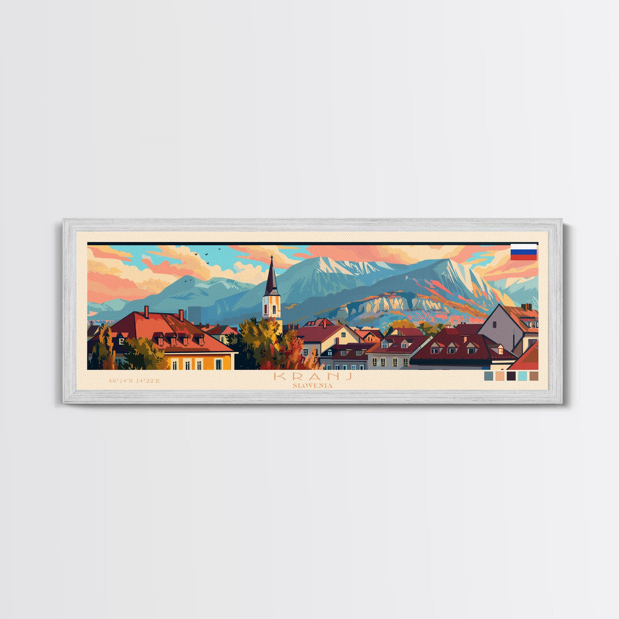 Kranj Slovenia Wall Art, Panoramic Travel Poster, Panoramic Framed Canvas Print, City Wall Art, Wall Hanging Home Decor, Travel Art