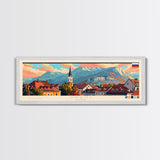 Kranj Slovenia Wall Art, Panoramic Travel Poster, Panoramic Framed Canvas Print, City Wall Art, Wall Hanging Home Decor, Travel Art