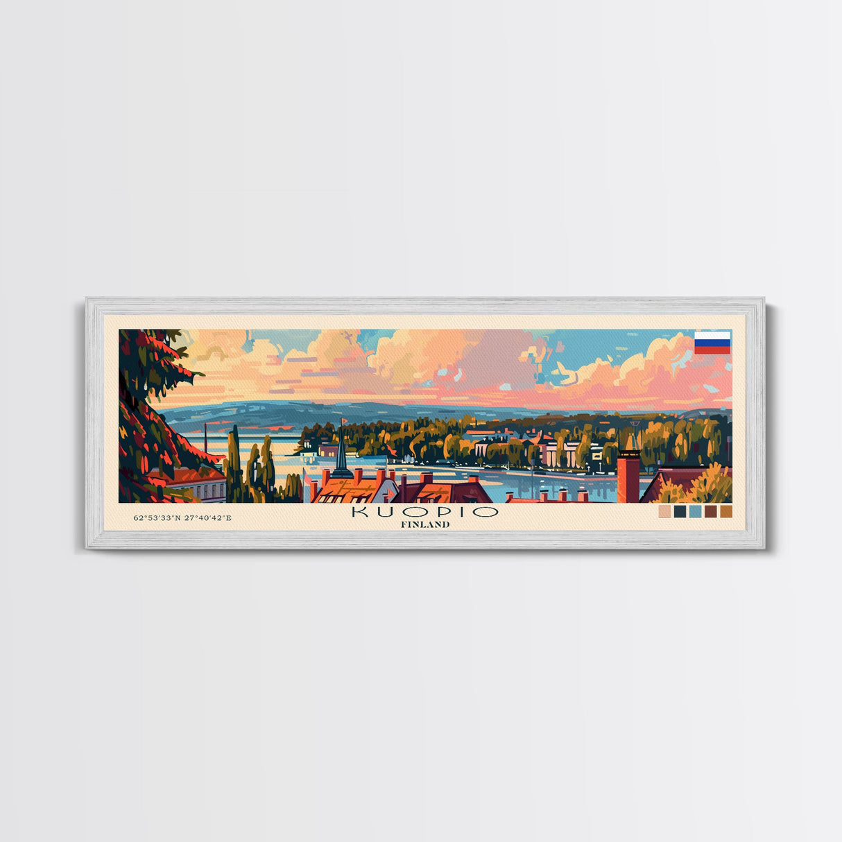 Kuopio Finland Wall Art, Panoramic Travel Poster, Panoramic Framed Canvas Print, City Wall Art, Wall Hanging Home Decor, Travel Art