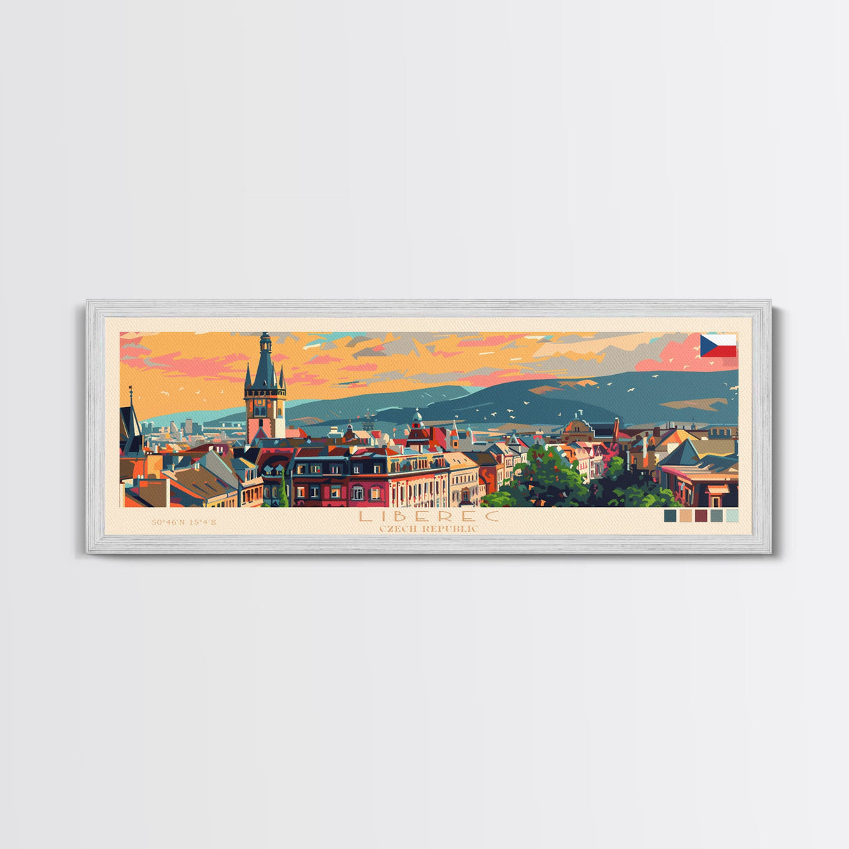 Liberec Czech Republic Travel Art, City Art, Framed Canvas Print or Metal Wall Art, Europe Travel Poster, Panoramic Wall Art, Extra Wide Wall Art