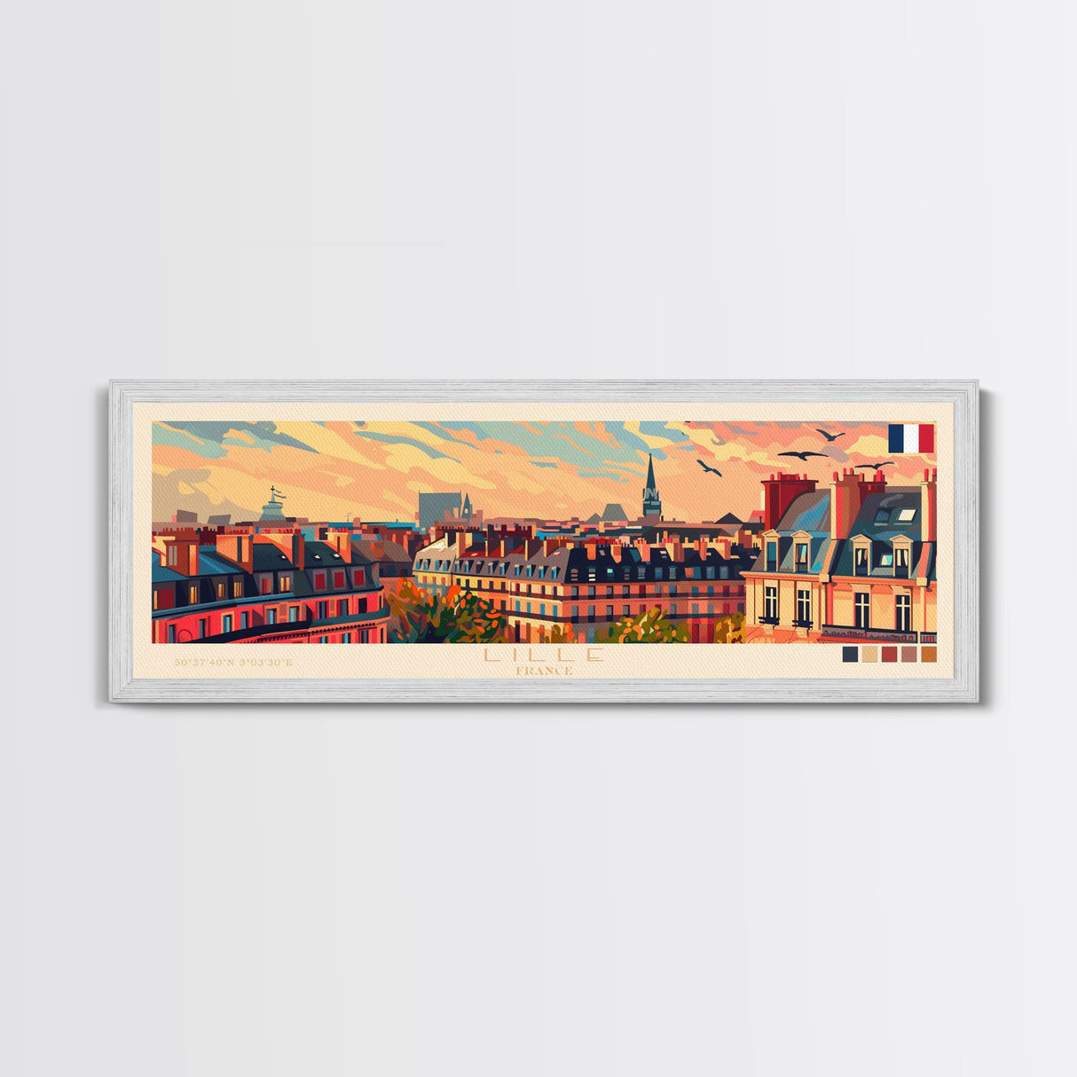 Lille France Wall Art, Panoramic Travel Poster, Panoramic Framed Canvas Print, City Wall Art, Wall Hanging Home Decor, Travel Art