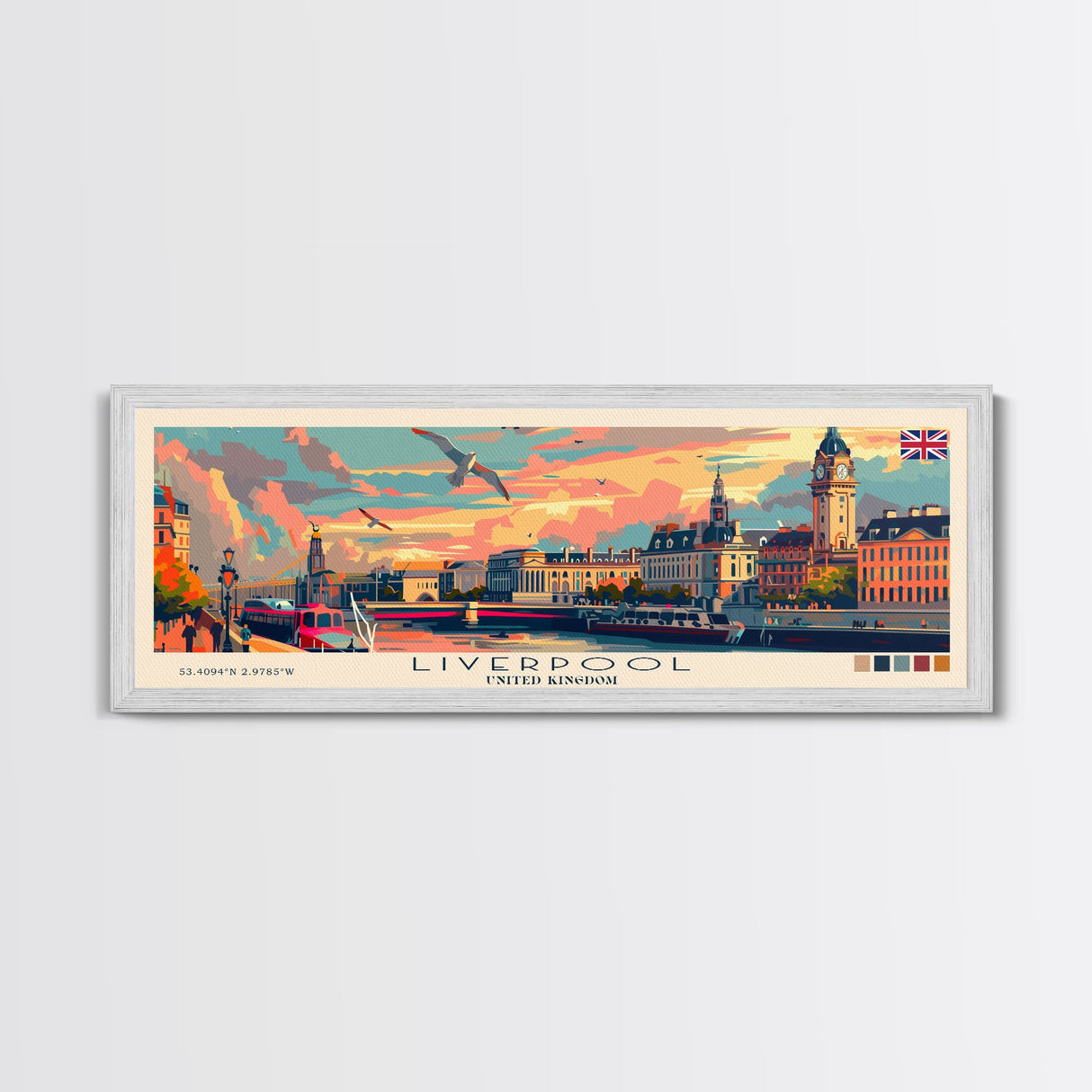 Liverpool United Kingdom Travel Art, City Art, Framed Canvas Print or Metal Wall Art, Europe Travel Poster, Panoramic Wall Art, Extra Wide Wall Art