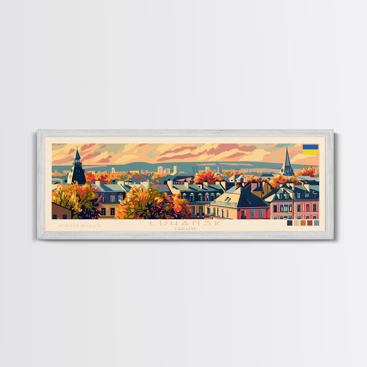 Luhansk Ukraine Wall Art, Panoramic Travel Poster, Panoramic Framed Canvas Print, City Wall Art, Wall Hanging Home Decor, Travel Art