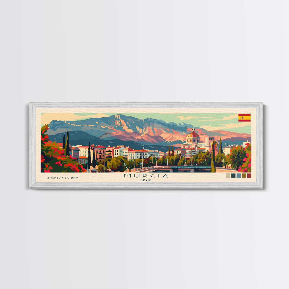 Murcia Spain Travel Art, City Art, Framed Canvas Print or Metal Wall Art, Europe Travel Poster, Panoramic Wall Art, Extra Wide Wall Art