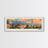 Nalchik Russia Panoramic Travel Poster, Framed Canvas Print or Metal Wall Art, Travel Art, Home Decor, Panoramic Painting, Midcentury Art