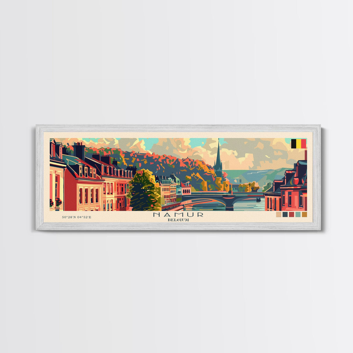 Namur Belgium Wall Art, Panoramic Travel Poster, Panoramic Framed Canvas Print, City Wall Art, Wall Hanging Home Decor, Travel Art