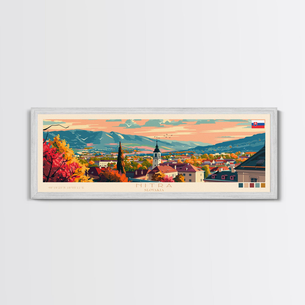 Nitra Slovakia Wall Art, Panoramic Travel Poster, Panoramic Framed Canvas Print, City Wall Art, Wall Hanging Home Decor, Travel Art