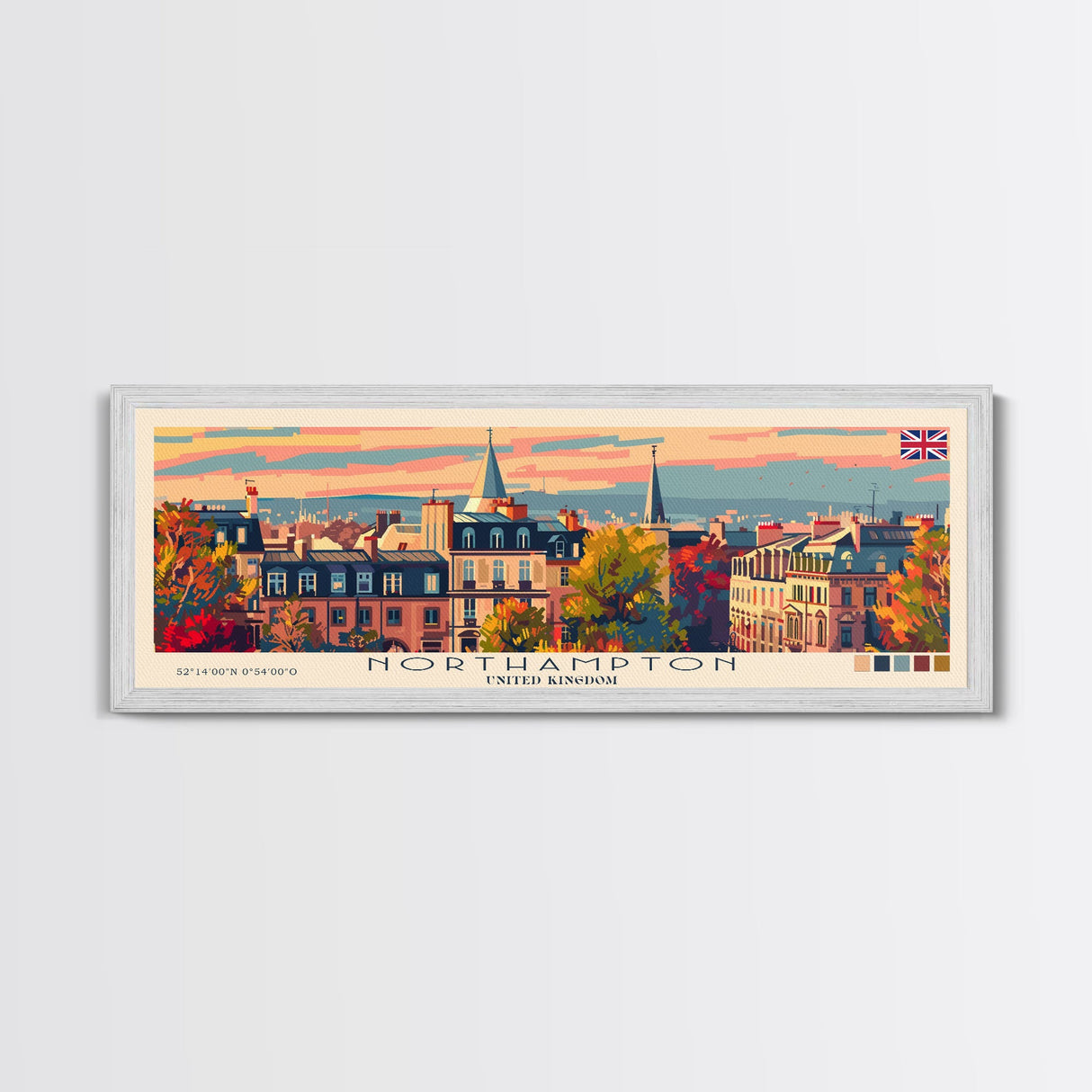 Northampton United Kingdom Travel Art, City Art, Framed Canvas Print or Metal Wall Art, Europe Travel Poster, Panoramic Wall Art, Extra Wide Wall Art