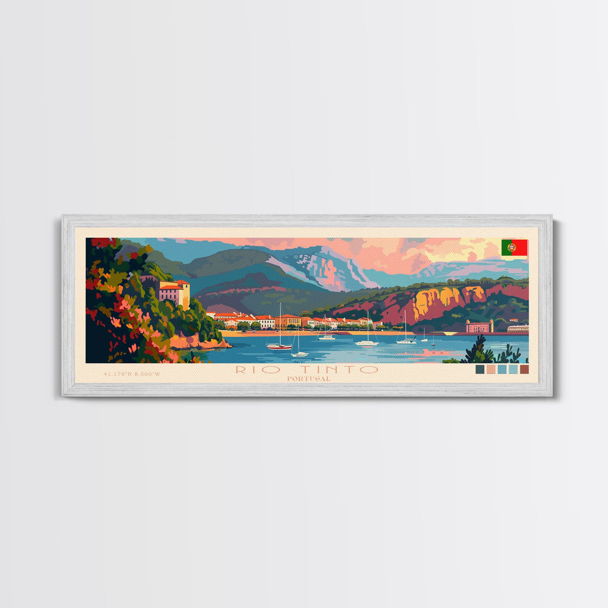 Rio Tinto Panoramic Travel Poster, Framed Canvas Print or Metal Wall Art, Travel Art, Home Decor, Panoramic Painting, Midcentury Art