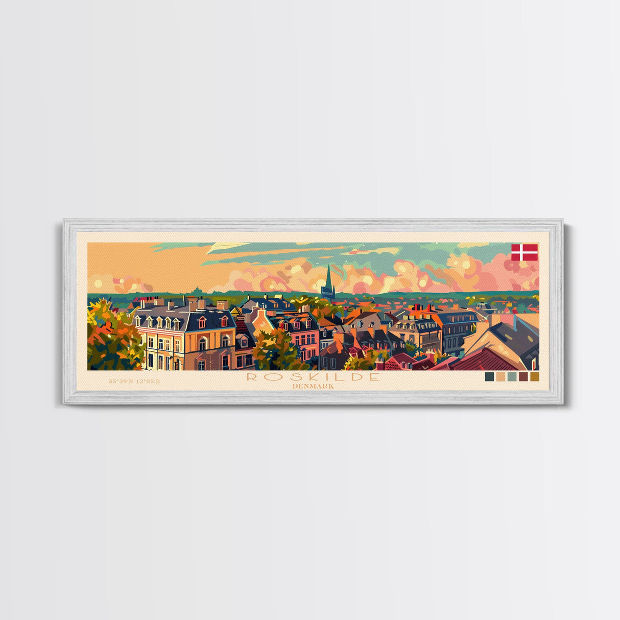 Roskilde Denmark Travel Art, City Art, Framed Canvas Print or Metal Wall Art, Europe Travel Poster, Panoramic Wall Art, Extra Wide Wall Art