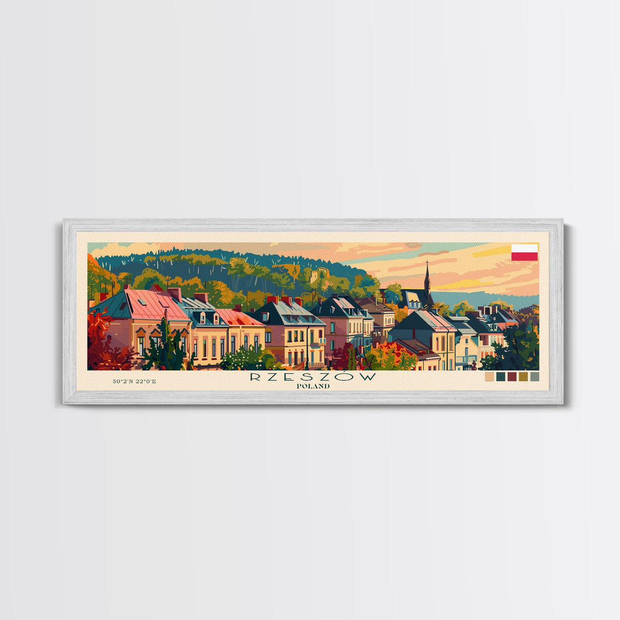 Rzeszow Poland Wall Art, Panoramic Travel Poster, Panoramic Framed Canvas Print, City Wall Art, Wall Hanging Home Decor, Travel Art