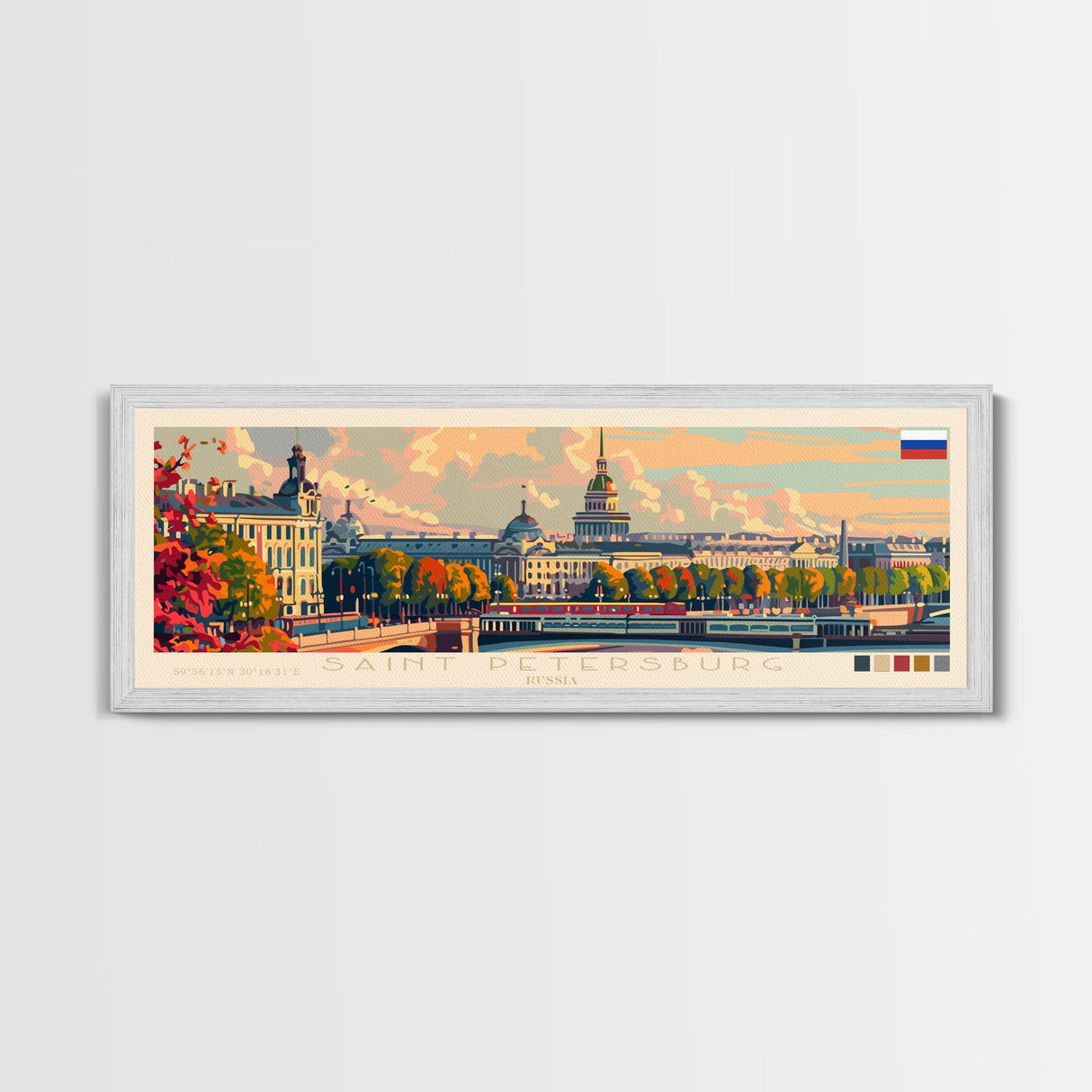 Saint Petersburg Russia Wall Art, Panoramic Travel Poster, Panoramic Framed Canvas Print, City Wall Art, Wall Hanging Home Decor, Travel Art