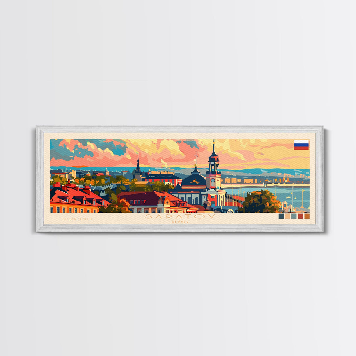 Saratov Russia Wall Art, Panoramic Travel Poster, Panoramic Framed Canvas Print, City Wall Art, Wall Hanging Home Decor, Travel Art