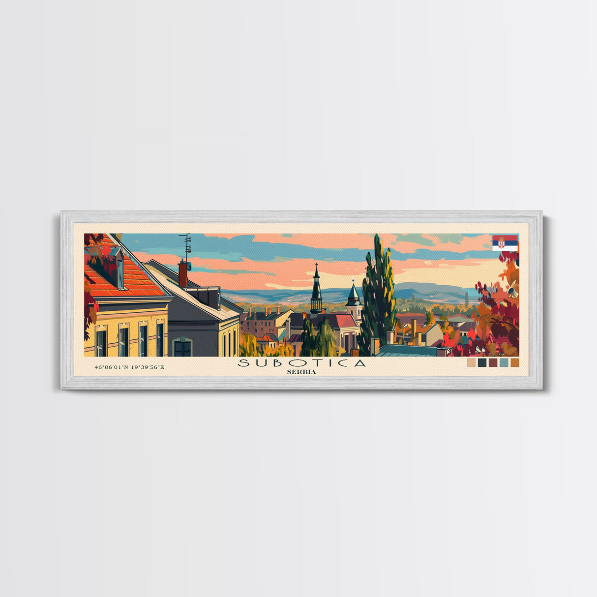 Subotica Serbia Travel Print Wall Art, Panoramic City Art, Travel Art, Wall Decor, Vacation Gift, Framed Canvas Print Or Metal Art