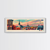 Tallinn Estonia Panoramic Travel Poster, Framed Canvas Print or Metal Wall Art, Travel Art, Home Decor, Panoramic Painting, Midcentury Art