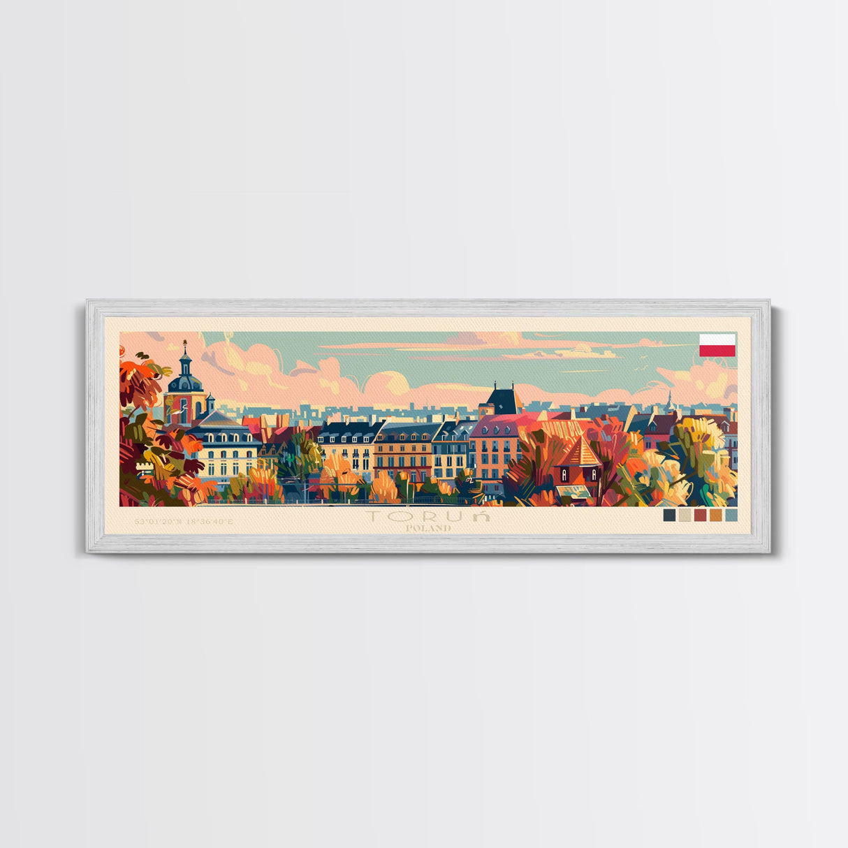 Torun Poland Travel Art, City Art, Framed Canvas Print or Metal Wall Art, Europe Travel Poster, Panoramic Wall Art, Extra Wide Wall Art