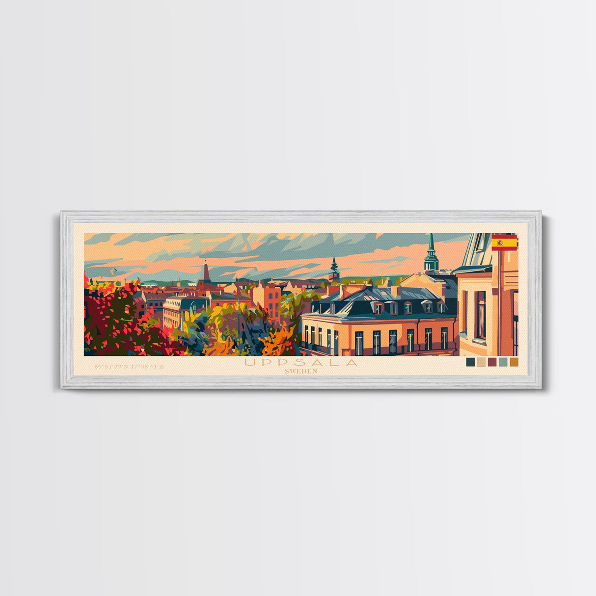 Uppsala Sweden Wall Art, Panoramic Travel Poster, Panoramic Framed Canvas Print, City Wall Art, Wall Hanging Home Decor, Travel Art