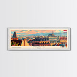 Vienna Austria Panoramic Travel Poster, Framed Canvas Print or Metal Wall Art, Travel Art, Home Decor, Panoramic Painting, Midcentury Art