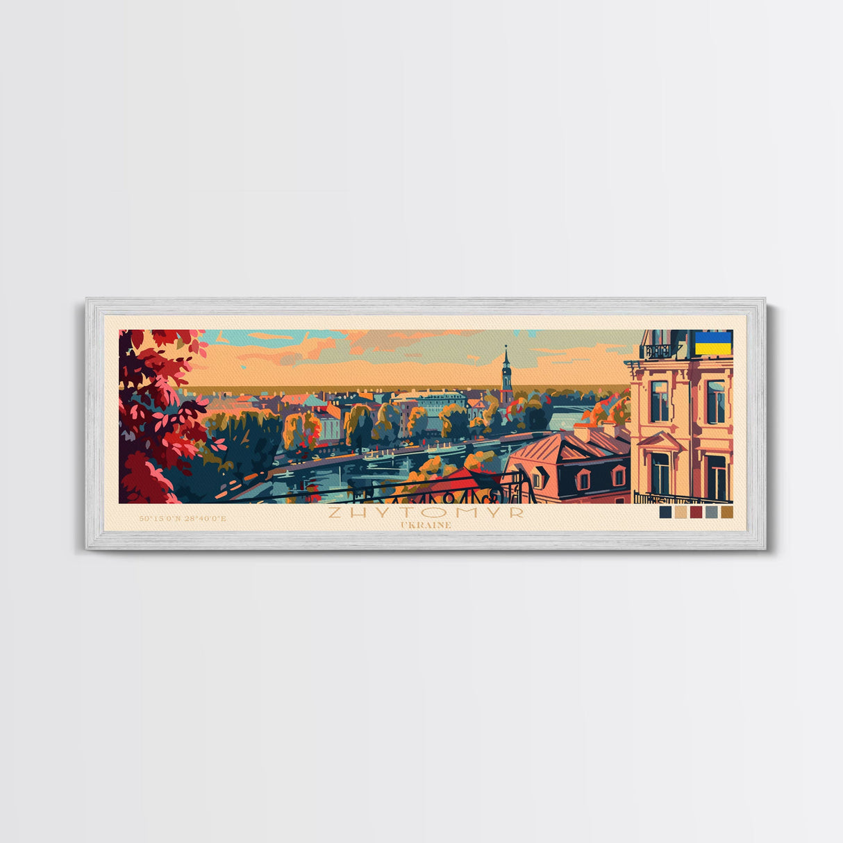 Zhytomyr Ukraine Travel Art, City Art, Framed Canvas Print or Metal Wall Art, Europe Travel Poster, Panoramic Wall Art, Extra Wide Wall Art