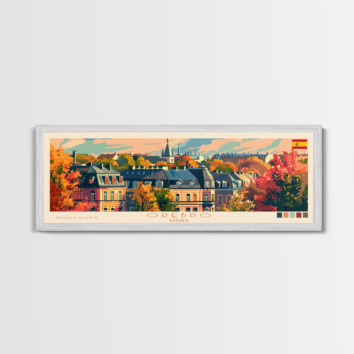 Orebro Sweden Travel Art, City Art, Framed Canvas Print or Metal Wall Art, Europe Travel Poster, Panoramic Wall Art, Extra Wide Wall Art