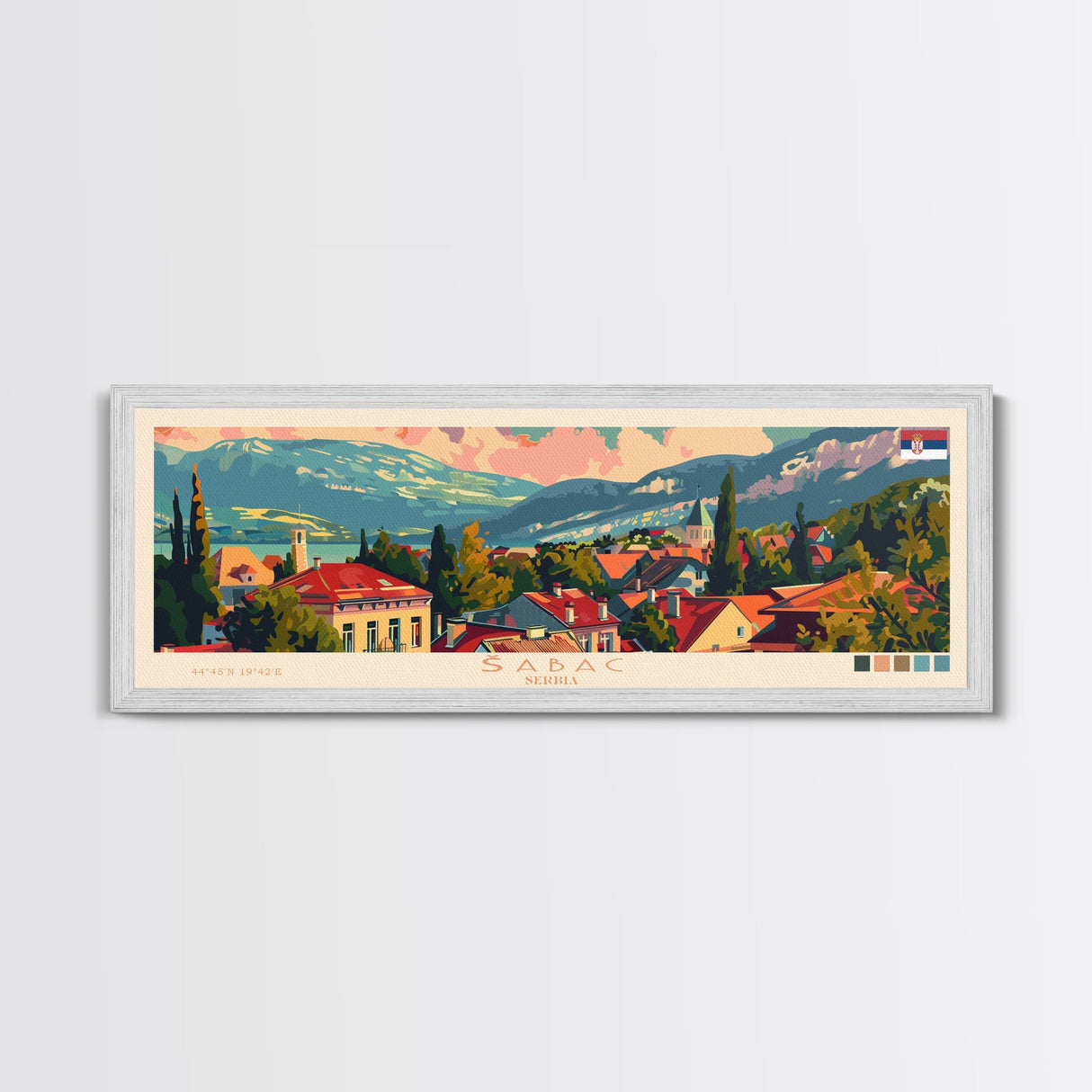 Šabac Serbia Wall Art, Panoramic Travel Poster, Panoramic Framed Canvas Print, City Wall Art, Wall Hanging Home Decor, Travel Art