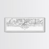 Panoramic Fort Worth City Map, Texas Art, Map Print, Minimalist Wall Art, Canvas Art, Housewarming Gift, Street Map Art, Closing Gift