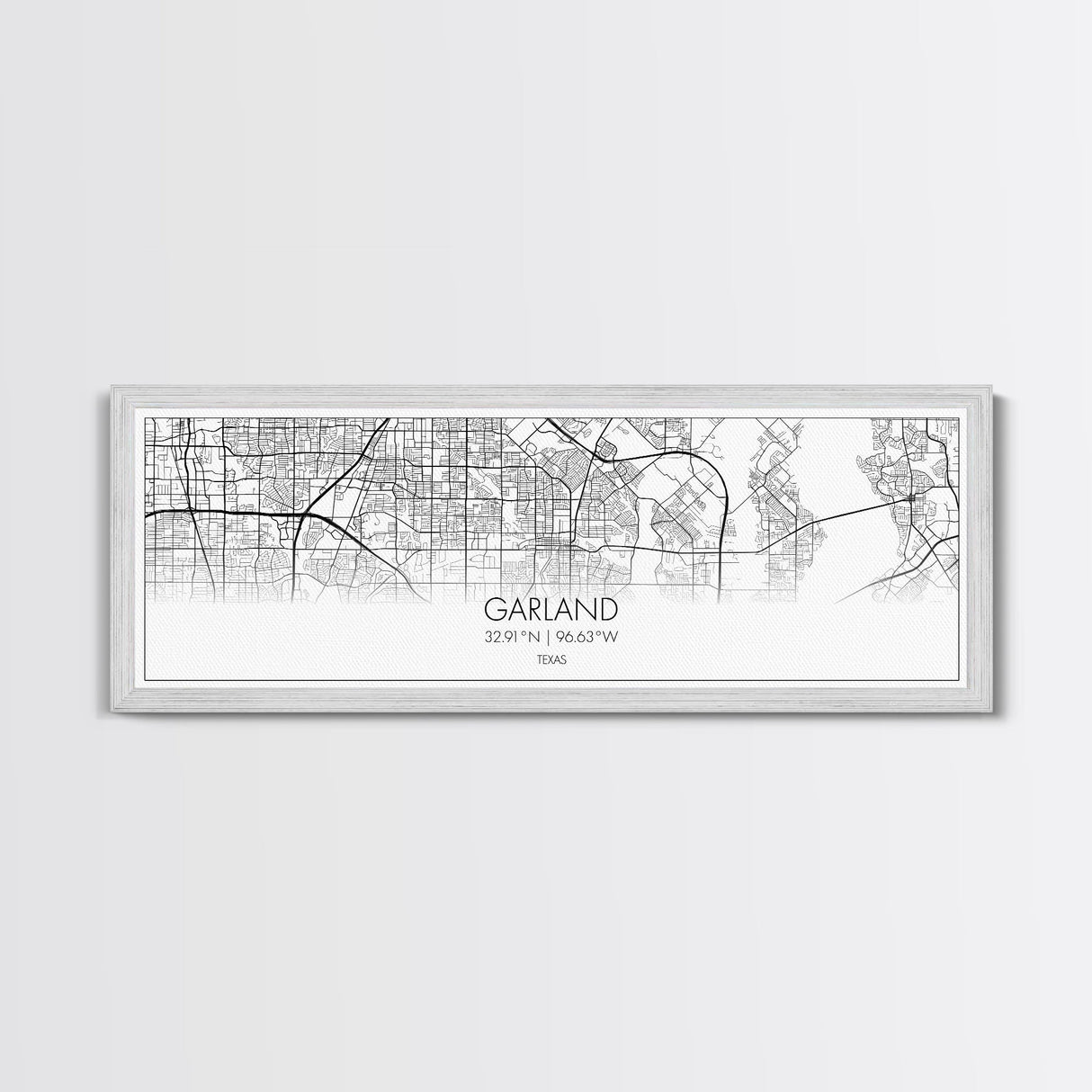 Panoramic Garland City Map, Texas Art, Map Print, Minimalist Wall Art, Canvas Art, Housewarming Gift, Street Map Art, Closing Gift