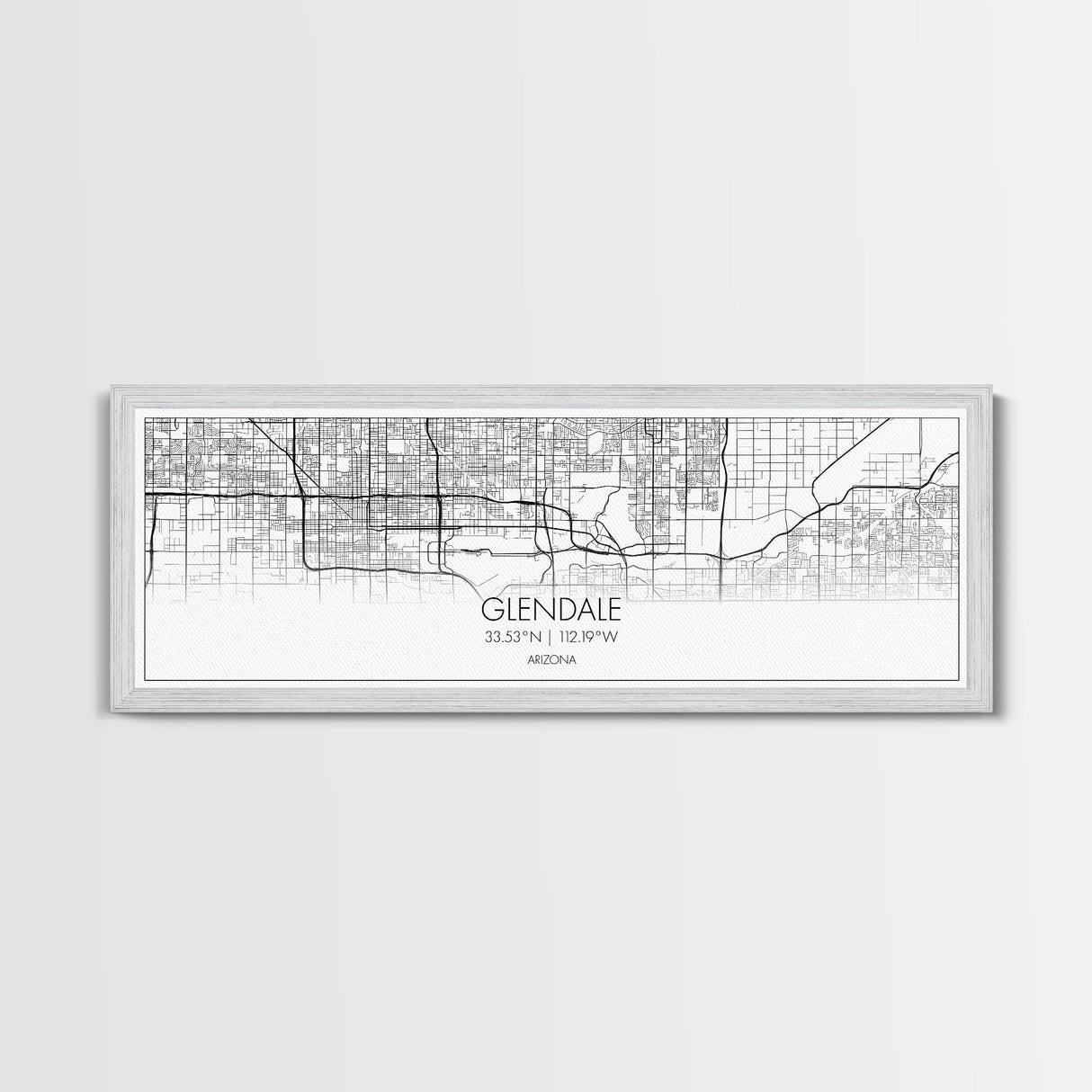 Panoramic Glendale City Map, Arizona Art, Map Print, Minimalist Wall Art, Canvas Art, Housewarming Gift, Street Map Art, Closing Gift