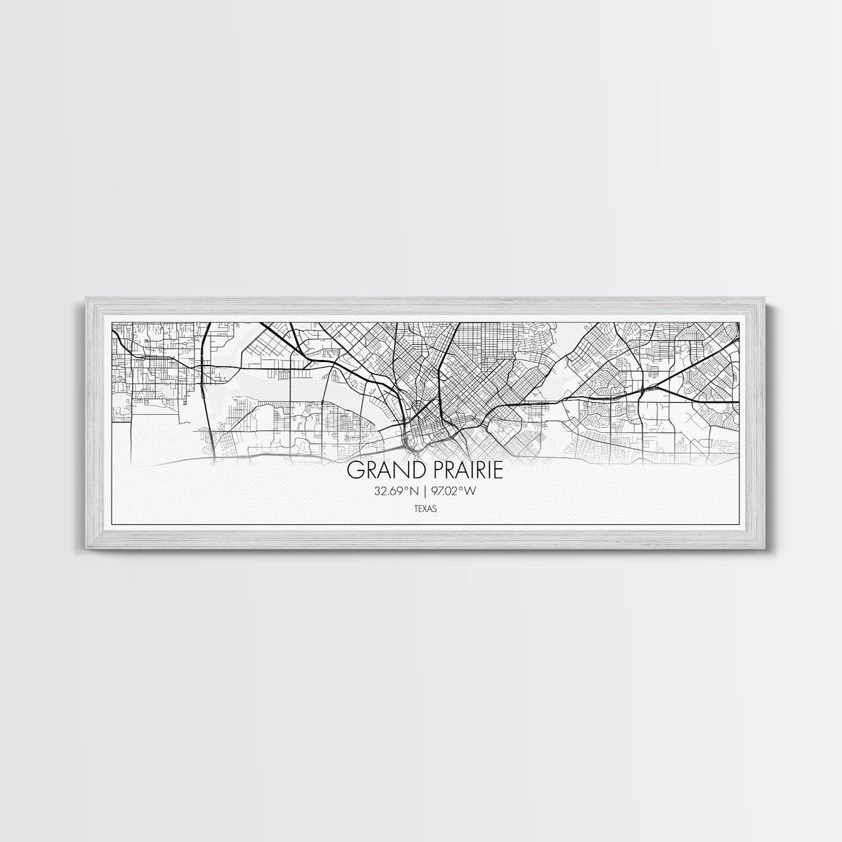 Panoramic Grand Prairie City Map, Texas Art, Map Print, Minimalist Wall Art, Canvas Art, Housewarming Gift, Street Map Art, Closing Gift