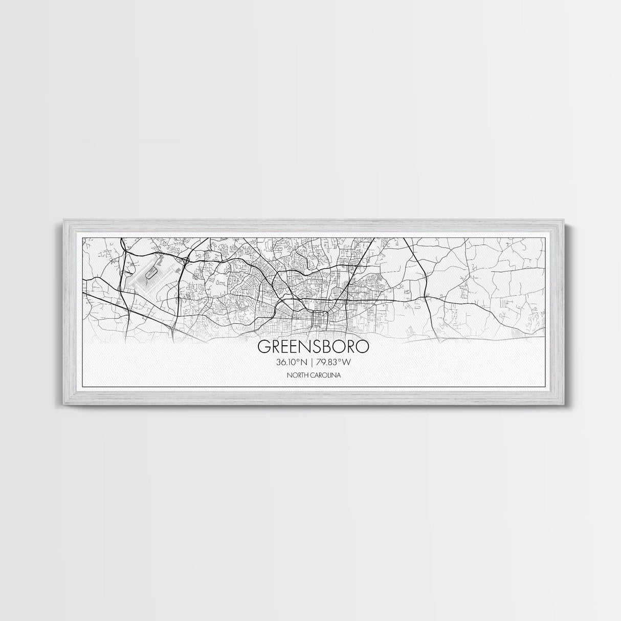 Panoramic Greensboro City Map, North Carolina Art, Map Print, Minimalist Wall Art, Canvas Art, Housewarming Gift, Street Map, Closing Gift