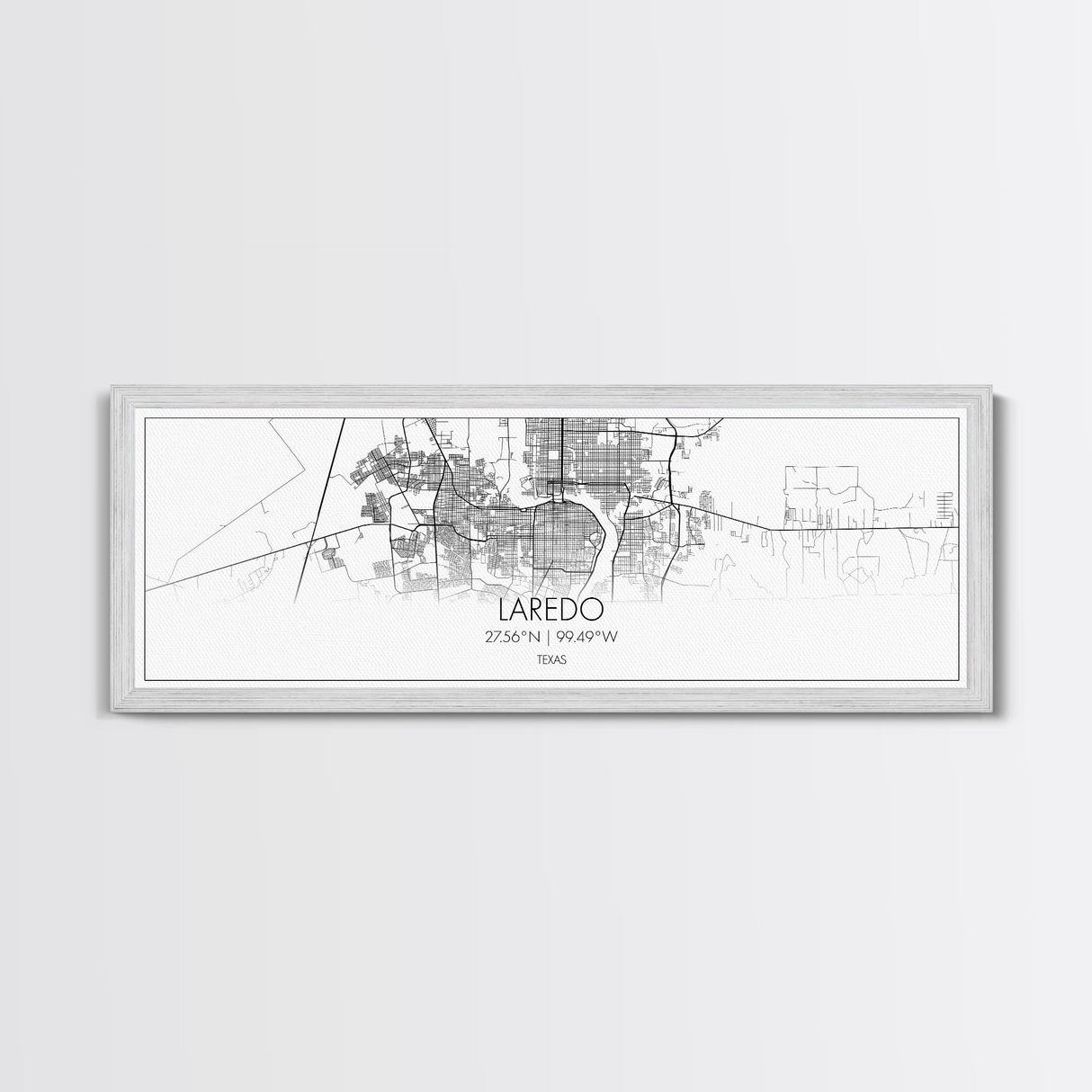 Panoramic Laredo City Map, Texas Art, Map Print, Minimalist Wall Art, Canvas Art, Housewarming Gift, Street Map Art, Closing Gift