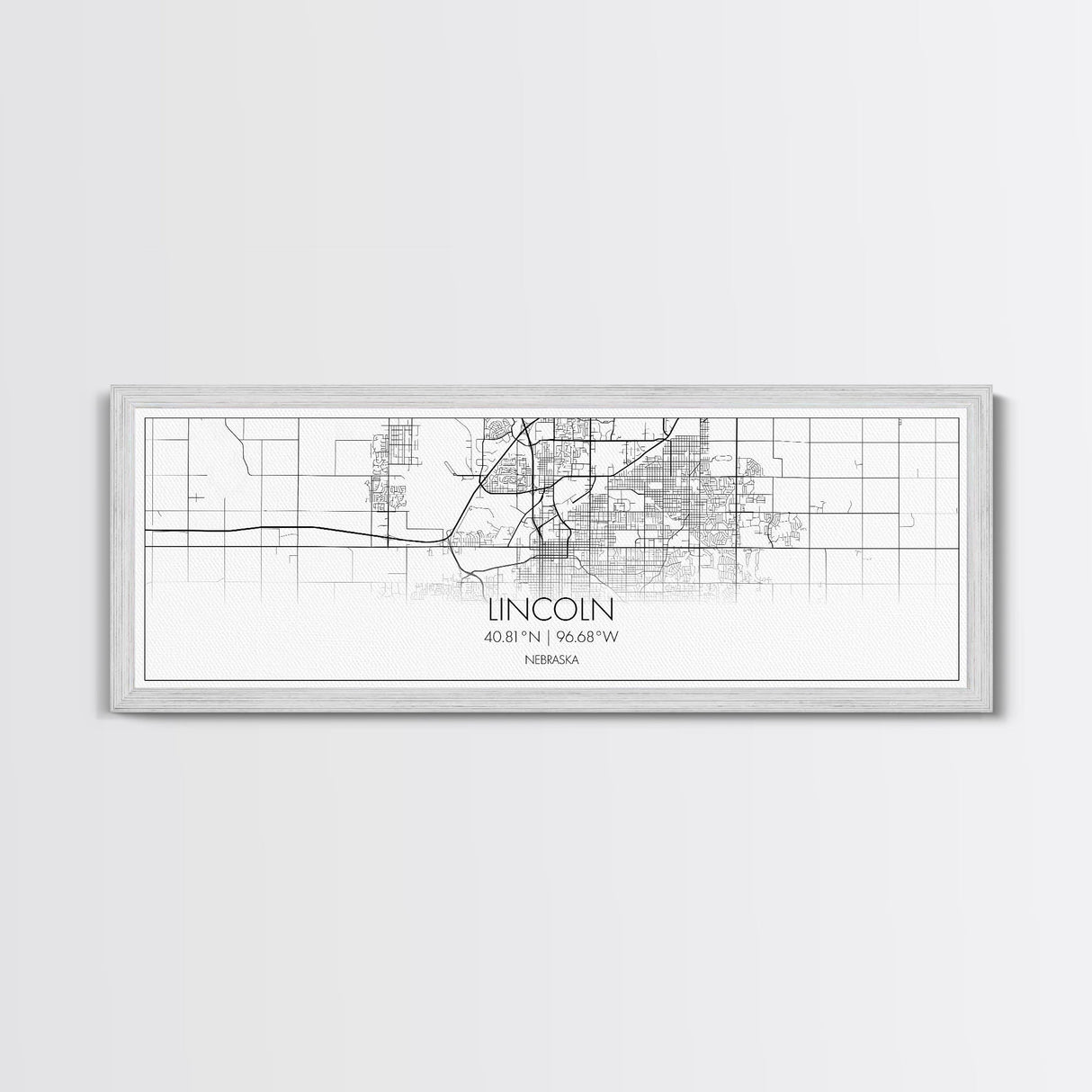 Panoramic Lincoln City Map, Nebraska Art, Map Print, Minimalist Wall Art, Canvas Art, Housewarming Gift, Street Map Art, Closing Gift