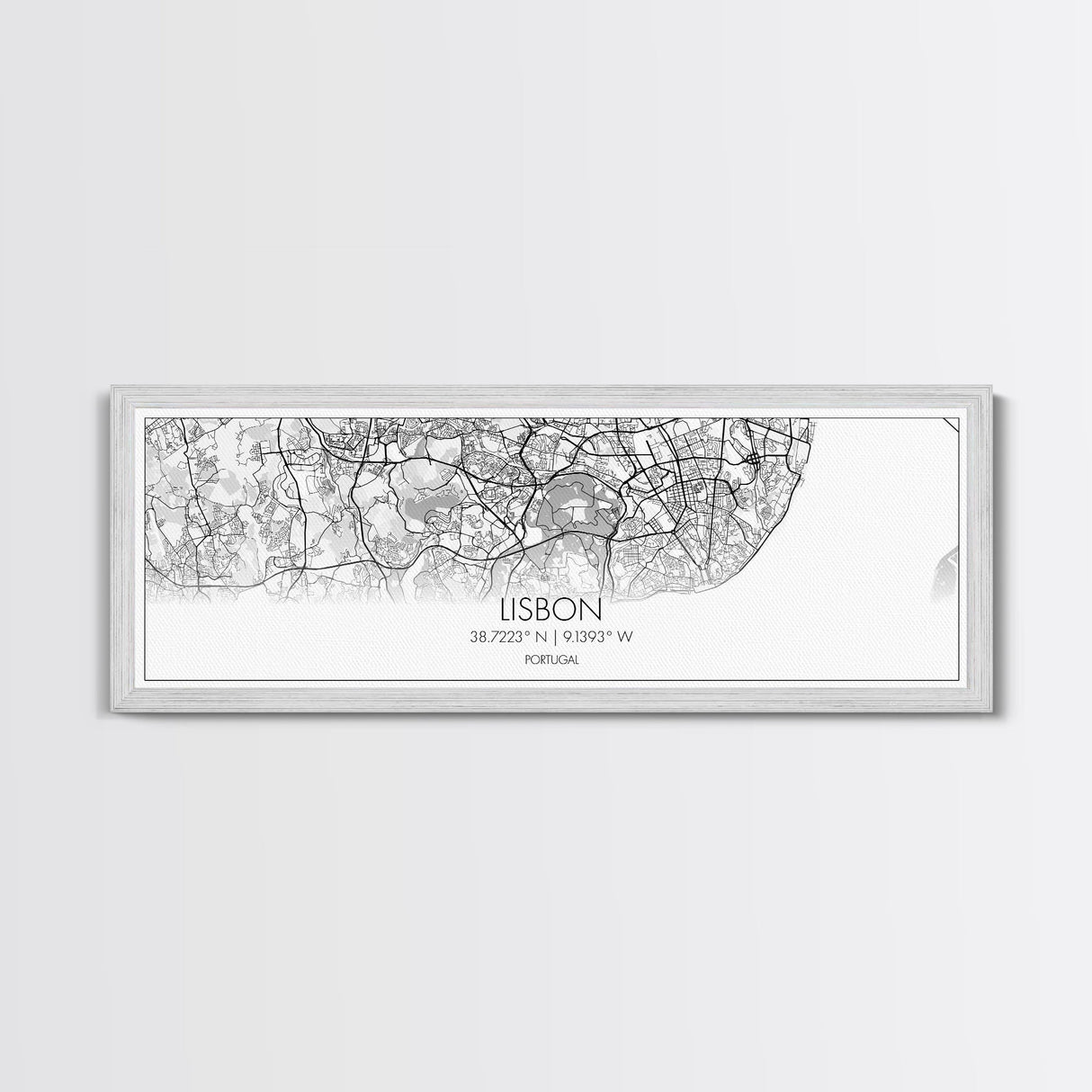 Panoramic Lisbon City Map, Portugal Art, Map Print, Minimalist Wall Art, Canvas Art, Housewarming Gift, Street Map Art, Closing Gift