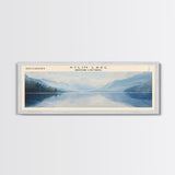 Atlin Lake Panoramic Framed Canvas Print, Lake House Decor, Minimalist Art, Travel Poster, Scenic View, Nature Wall Art