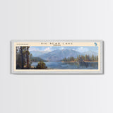 Big Bear Lake California Panoramic Framed Canvas Print, Lake House Decor, Scenic View, Travel Poster, Modern Art, Nature Wall Art