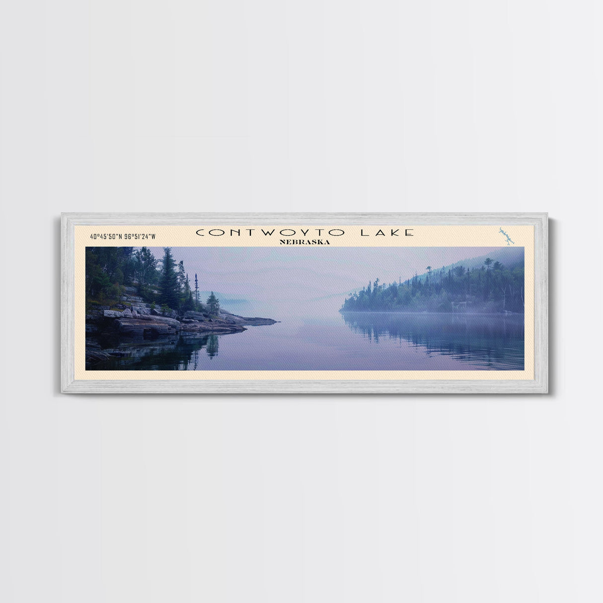 Contwoyto Lake Framed Canvas Print, Lake House Decor, Panoramic Wide Art, Travel Poster, Rustic Lake Painting, Home Decor