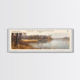 East Reservoir Ohio Framed Canvas Print, Lake House Art, Panoramic Wall Art, Travel Poster, Modern Lake Painting, Nature Art