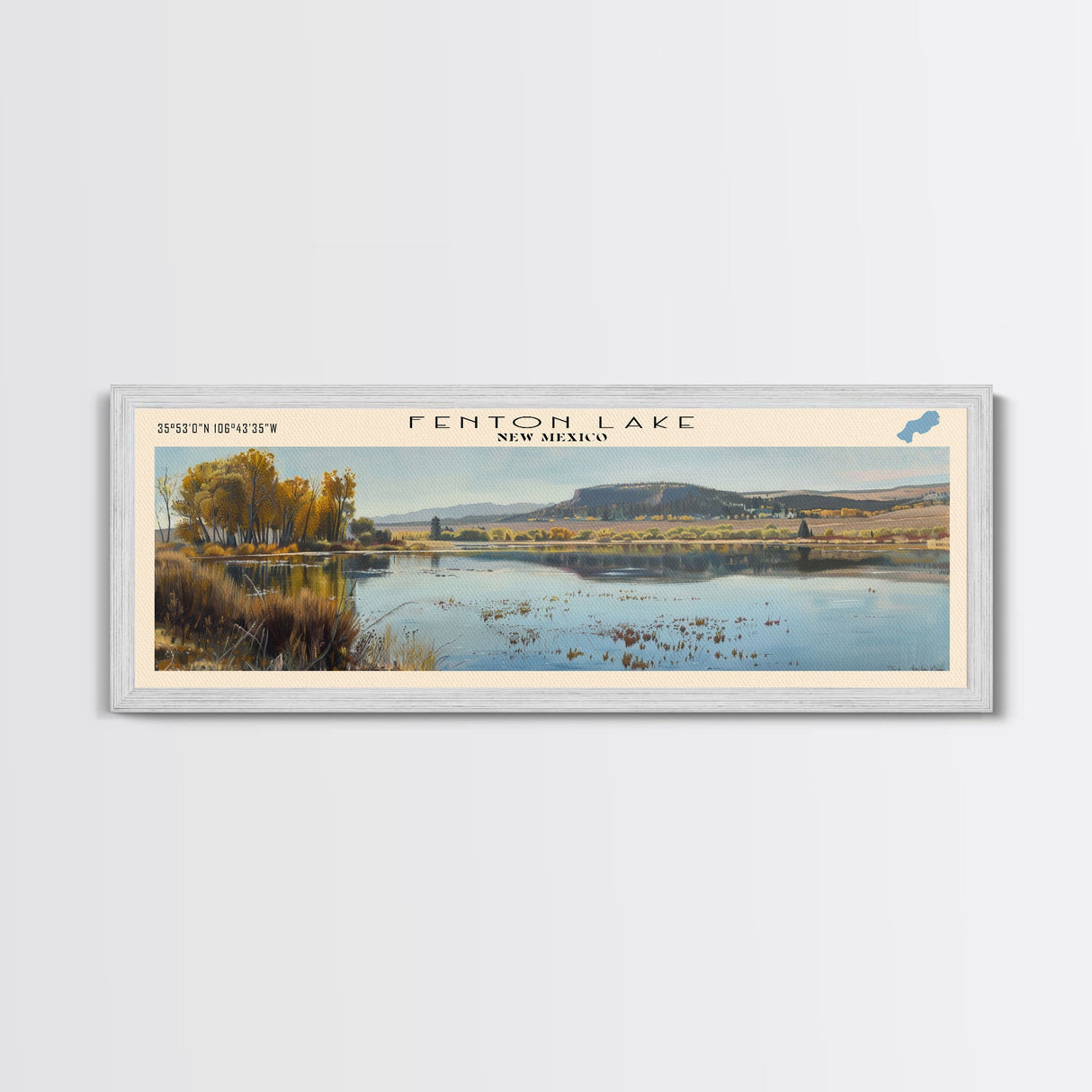 Fenton Lake New Mexico Framed Canvas Print, Lake House Decor, Panoramic Wall Art, Travel Poster, Scenic Lake Painting, Nature Art