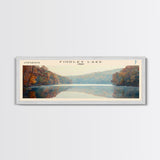 Findley Lake Ohio Framed Canvas Print, Lake House Art, Panoramic Travel Poster, Wall Art, Vibrant Lake Painting, Home Decor