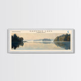 Gardner Lake Connecticut Framed Canvas Print, Lake House Art, Panoramic Wall Art, Travel Poster, Tranquil Lake Painting, Home Decor