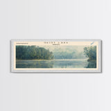 Geist Lake Indiana Framed Canvas Print, Panoramic Lake House Decor, Wall Art, Travel Poster, Peaceful Lake Painting, Nature Art