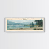 Georgetown Lake Montana Framed Canvas Print, Lake House Art, Panoramic Wall Art, Travel Poster, Scenic Lake Painting, Home Decor