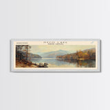 Hyco Lake North Carolina Framed Canvas Print, Lake House Art, Panoramic Wall Art, Travel Poster, Scenic Lake Painting, Home Decor