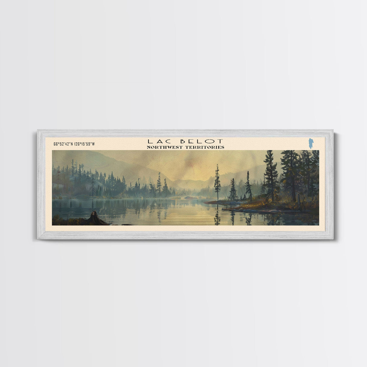 Lac Belot Belot Lake Framed Canvas Print, Panoramic Lake House Decor, Wall Art, Travel Poster, Stunning Lake Painting, Nature Art