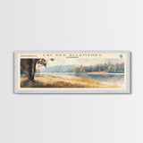 Lac des Allemands Louisiana Framed Canvas Print, Panoramic Lake House Decor, Wall Art, Travel Poster, Captivating Lake Painting, Nature Art