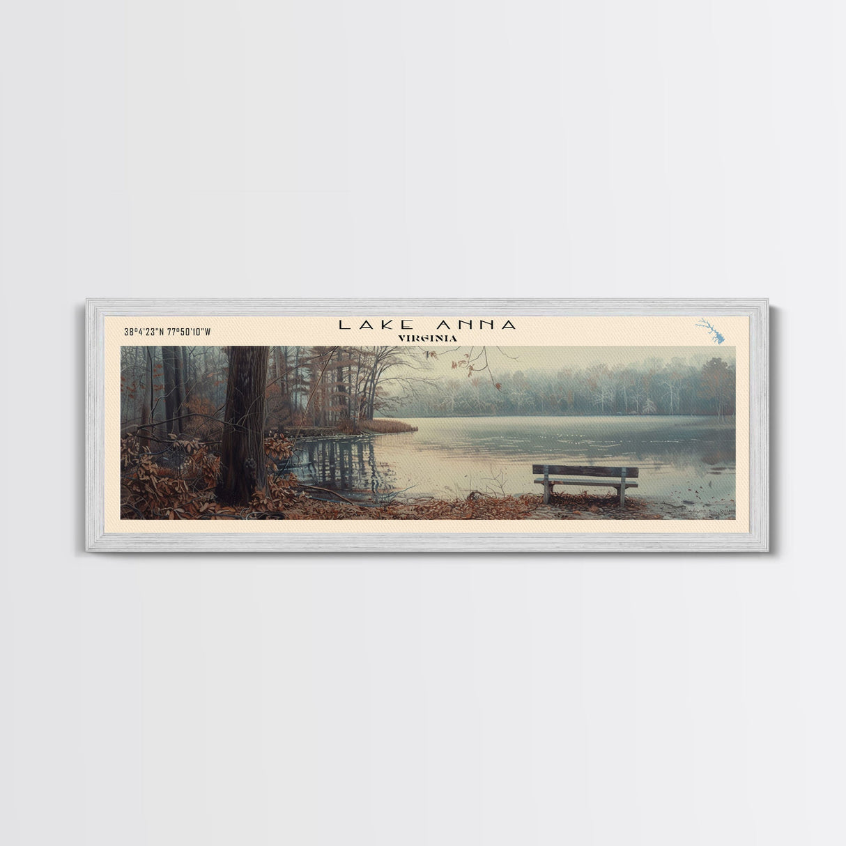 Lake Anna Virginia Framed Canvas Print, Lake House Art, Panoramic Wall Art, Travel Poster, Beautiful Lake Painting, Home Decor