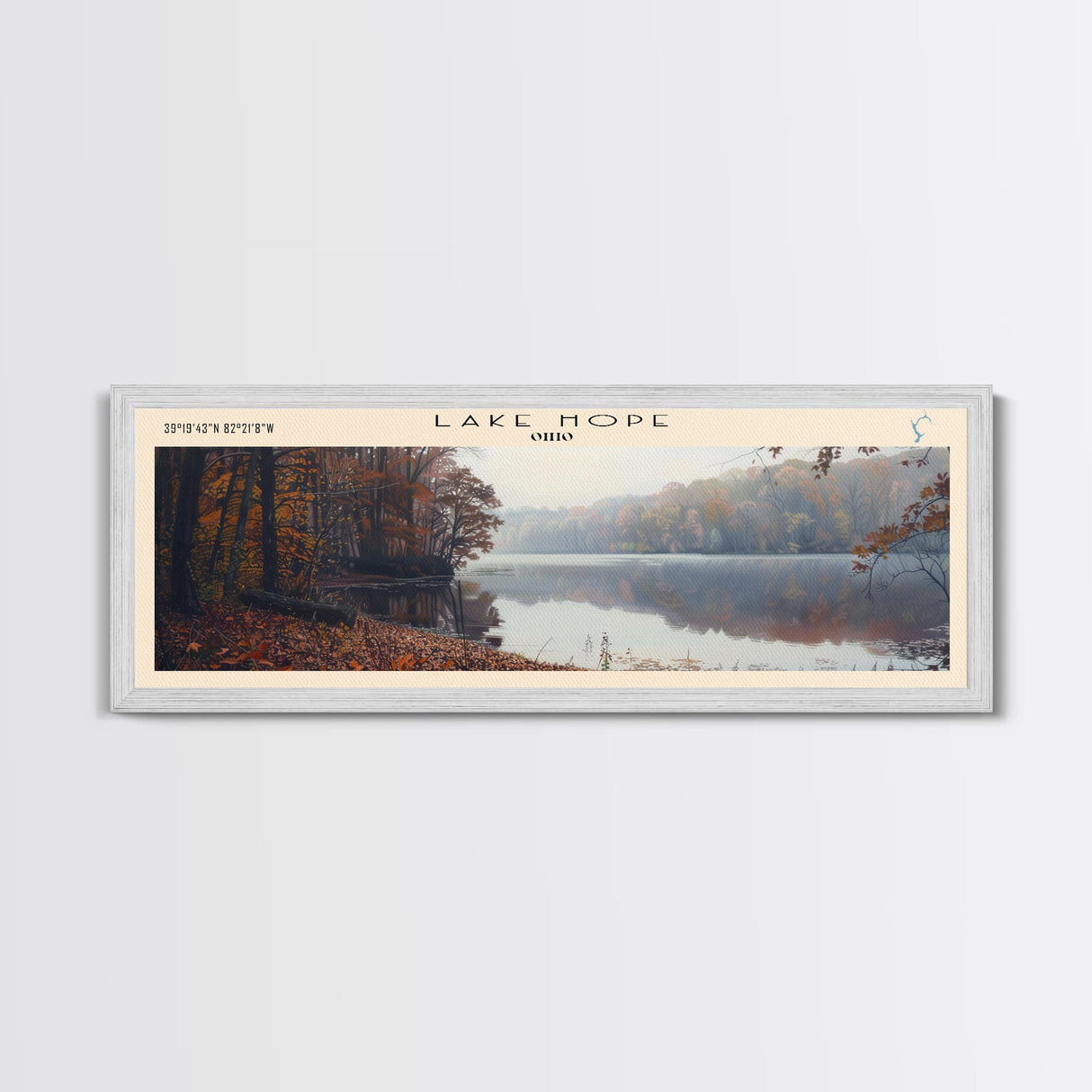 Lake Hope Framed Canvas Print, Lake House Decor, Panoramic Wall Art, Travel Poster, Stunning Lake Painting, Home Art