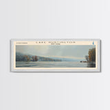 Lake Huntington New York Framed Canvas Print, Lake House Decor, Panoramic Wall Art, Travel Poster, Scenic Landscape Painting, Nature Art